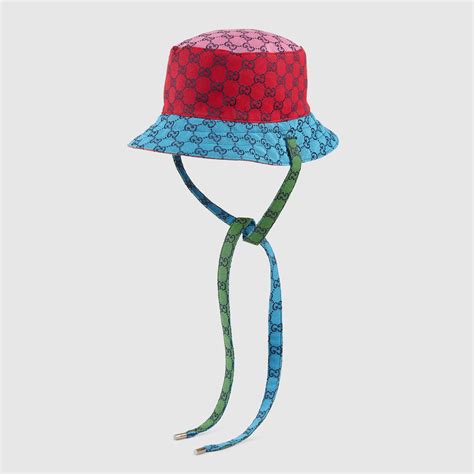 gucci red white and blue hat|Gucci blue canvas bucket hat.